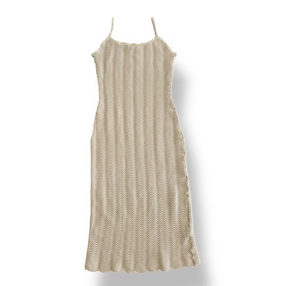 Pretty Little Thing NWT Wave Knit Maxi Dress Womens Size L in Taupe Beachy Boho - Picture 5 of 7